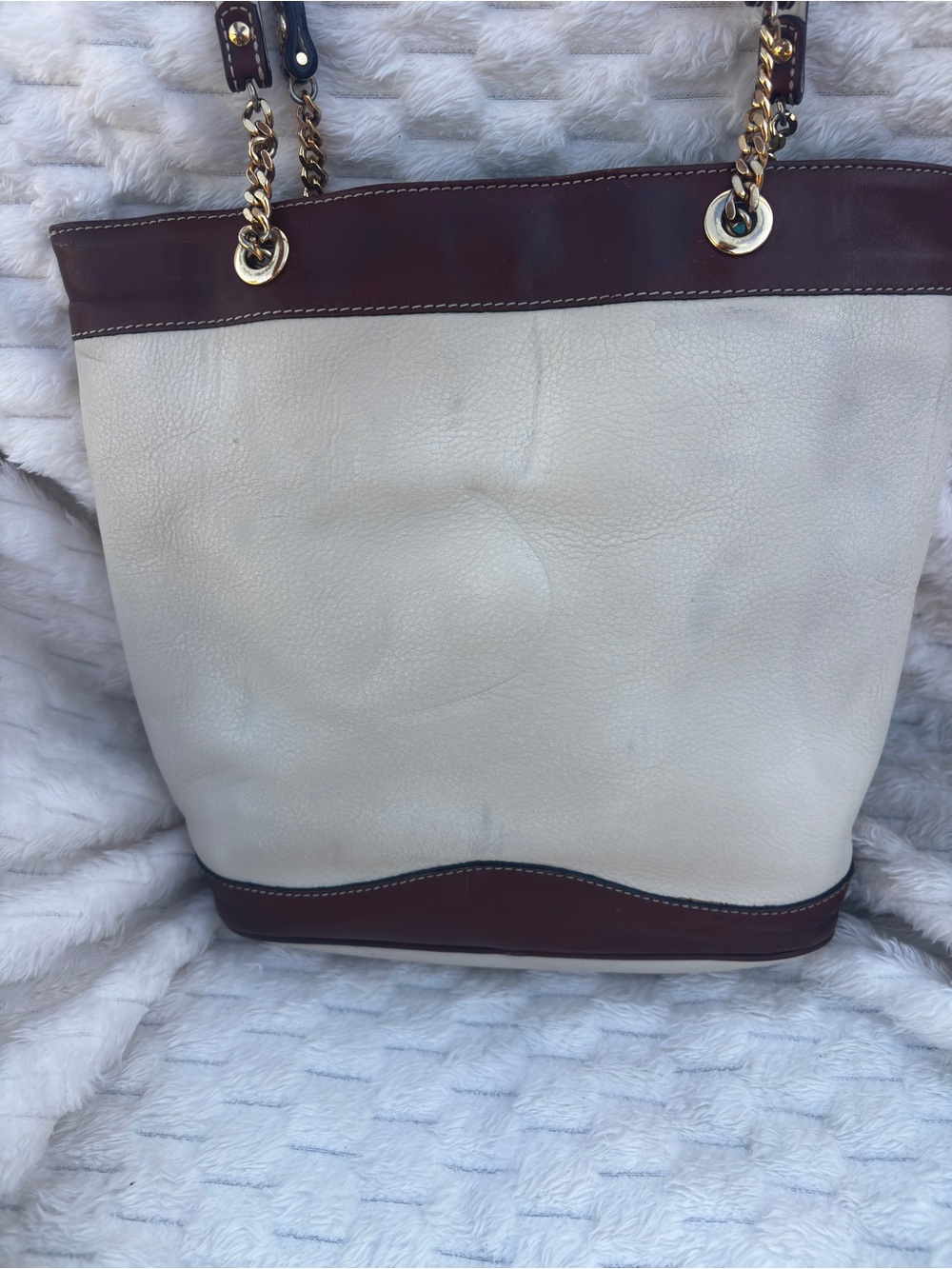 Bally Italy Cream Chestnut Leather Shoulder Tote Chain leather lined - Picture 8 of 8